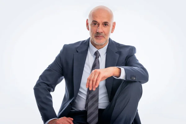 Homem Negócios Meia Idade Vestindo Terno Gravata Contra Fundo Isolado Fotografias De Stock Royalty-Free