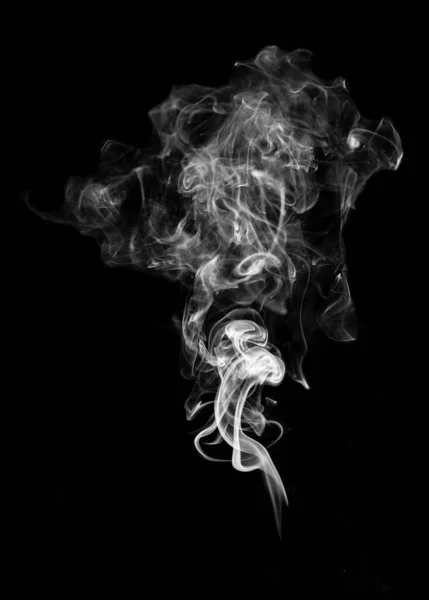 Fumo Bianco Sfondo Nero Consistenza Dell Incenso — Foto Stock