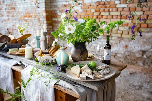 stock image beautiful table setting with flowers and candles