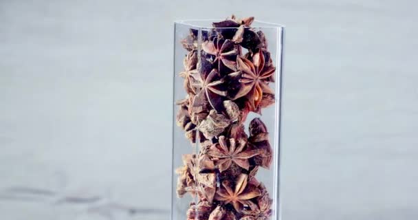 Dried Star Anise Fruit Seed Close Full Frame Background Turns — Stock Video