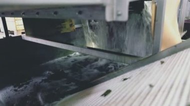 Elmaları yakın plan yıkamak için makinedeki suyu temizleyin
