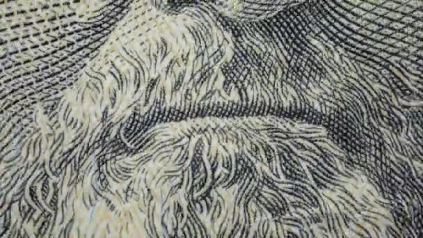 Detailní Záběr Různých Částí Padesátidolarové Bankovky — Stock video