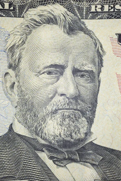 Portrait 18E Président Américain Ulysses Grant Sur Billet Cinquante Dollars — Photo