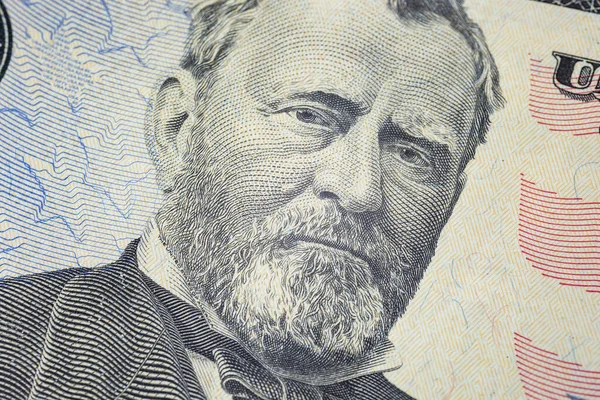 Portré Amerikai Elnök Ulysses Grant Egyesült Államok Ötven Dollár Törvényjavaslat — Stock Fotó