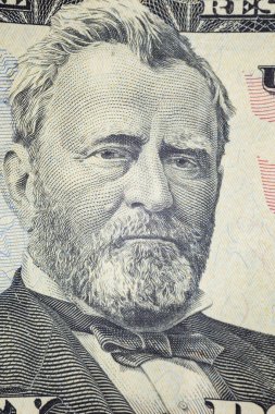 Portre 18 ABD Başkanı Ulysses S. Grant Amerika Birleşik Devletleri elli dolar banknotunun üzerinde