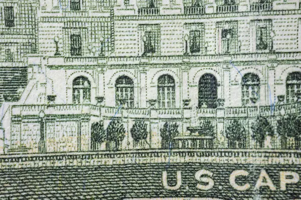 Primo Piano Del Campidoglio Una Banconota Cinquanta Dollari Macro Shot — Foto Stock