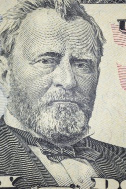 Portre 18 ABD Başkanı Ulysses S. Grant Amerika Birleşik Devletleri elli dolar banknotunun üzerinde