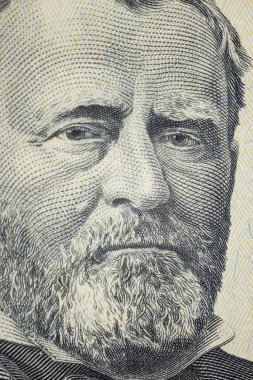 Portre 18 ABD Başkanı Ulysses S. Grant Amerika Birleşik Devletleri elli dolar banknotunun üzerinde