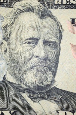 Portre 18 ABD Başkanı Ulysses S. Grant Amerika Birleşik Devletleri elli dolar banknotunun üzerinde