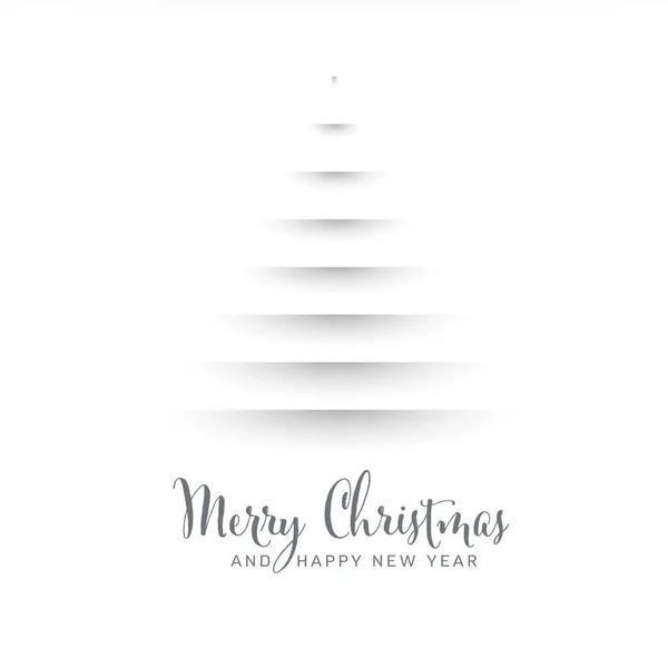 简单的白色矢量圣诞卡模板与树由白纸切割条纹 简单简约的白色圣诞贺卡模板 — 图库矢量图片