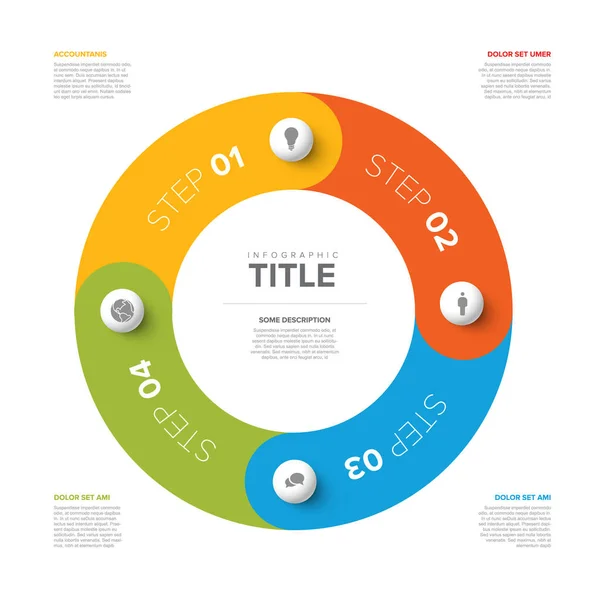 Διάνυσμα Πολλαπλών Χρήσεων Πρότυπο Infographic Κύκλο Τέσσερις Επιλογές Spehre Στοιχεία — Διανυσματικό Αρχείο