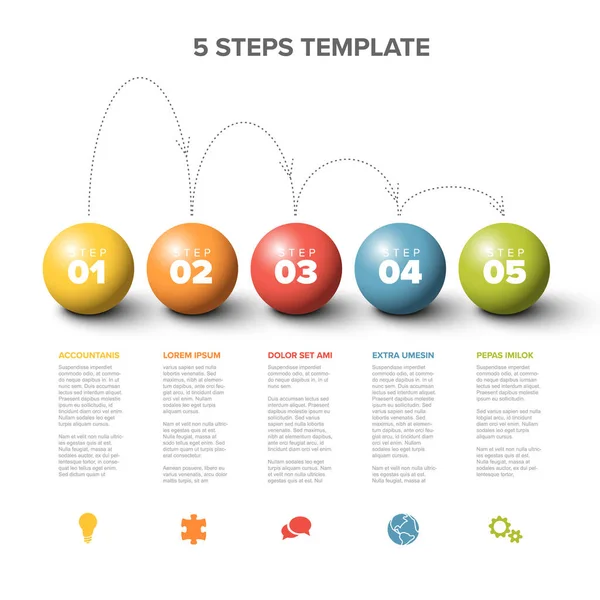 Vector Light Multipurpose Funny Bouncing Infographic Template Numbers Descriptions Icons — Vetor de Stock