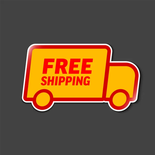 Free Delivery Shipping Label Tag Sticker Element Yellow Red Car — Stock Vector