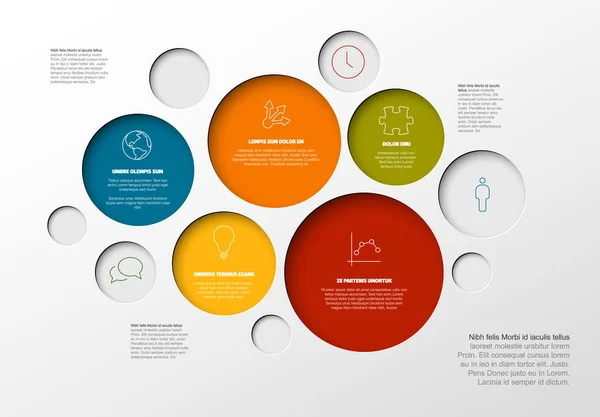 Vector Minimalist Πολύχρωμο Infographic Πρότυπο Έκθεση Κύκλους Χρώμα Που Περιέχει — Διανυσματικό Αρχείο