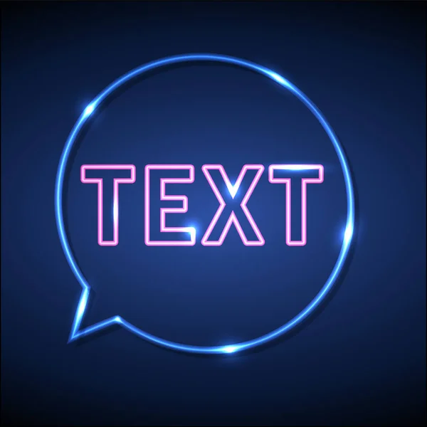 Big Blue Neon Circle Bubble Your Pink Text Template Sign — Stock Vector