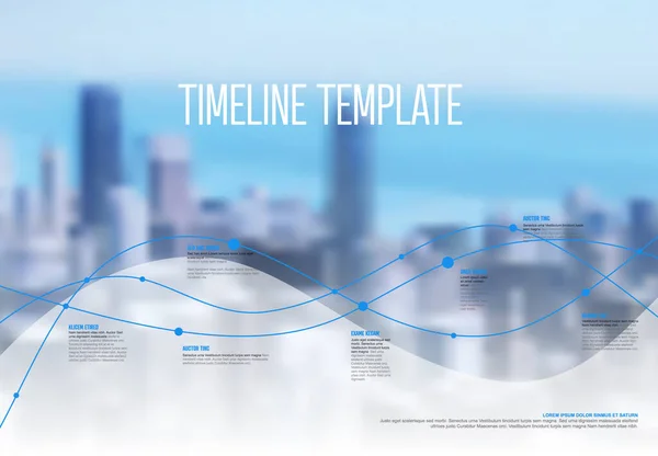 Minimalistic Light Multiline Timeline Template Photo Placeholder Background Blue Accent — 图库矢量图片
