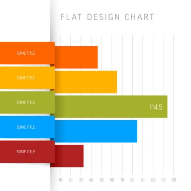 Vector flat horizontal design statistics vertical color columns graph infographic template. Colorful folded papers as columns bars in simple light graph template