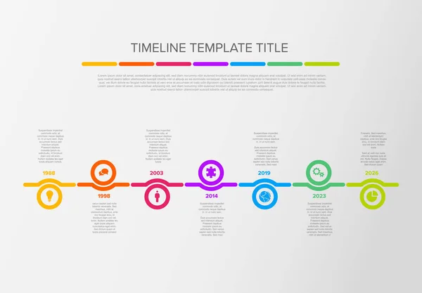 Vector Light Color Time Line Icons Circles Template Made Six — Stok Vektör
