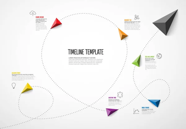 Vector Infographic Timeline Report Template Color Pyramid Triangle Arrow Showin — Stock Vector