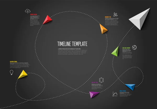 Modello Report Della Timeline Infografica Vettoriale Con Freccia Triangolo Piramidale — Vettoriale Stock