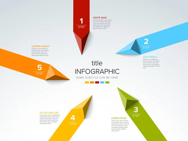 Vector Light Multipurpose Infographic Template Made Five Color Big Triangle — Stock Vector