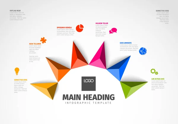 Vector Multipurpose Infographic Template Made Big Title Circle Sześć Kolorowych — Wektor stockowy