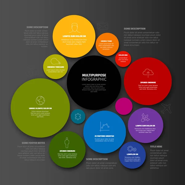 Διάνυσμα Minimalist Πολύχρωμο Κύκλο Μωσαϊκό Infographic Πρότυπο Έκθεση Διάφορα Οβάλ — Διανυσματικό Αρχείο