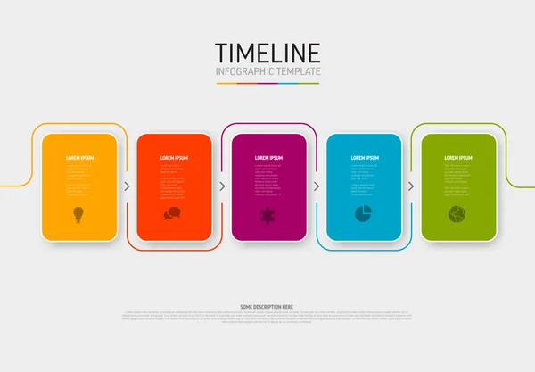 Vector Light Infographic Template White Rounded Colorful Cards Light Border — Stock Vector