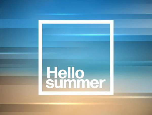 Hallo Sommer Vektor Einfache Minimalistische Sommerurlaub Plakatvorlage Mit Abstraktem Blauen — Stockvektor