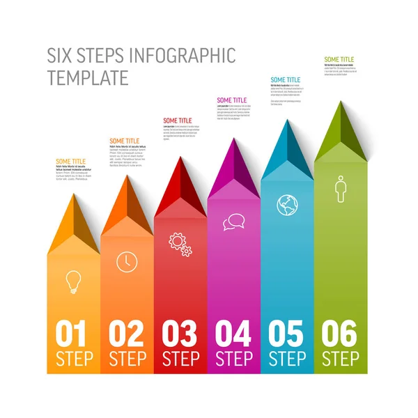 Vector Mehrzweck Infografik Vorlage Mit Titel Und Sechs Vertikalen Schritten — Stockvektor