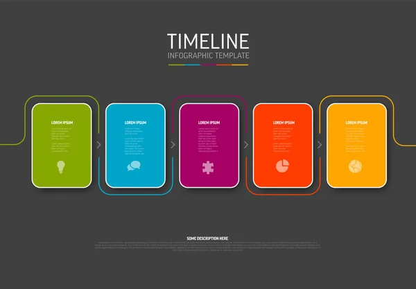 Modèle Vectoriel Infographie Sombre Avec Des Cartes Blanches Arrondies Colorées — Image vectorielle