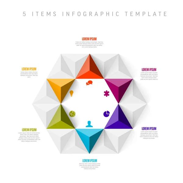 Vector Multipurpose Infographic Template Title Six Elements Options Modern Colors — Stock Vector