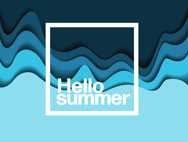 Hello Summer Vector Simple Minimalist Summer Holiday Poster Template Abstract — Vetor de Stock