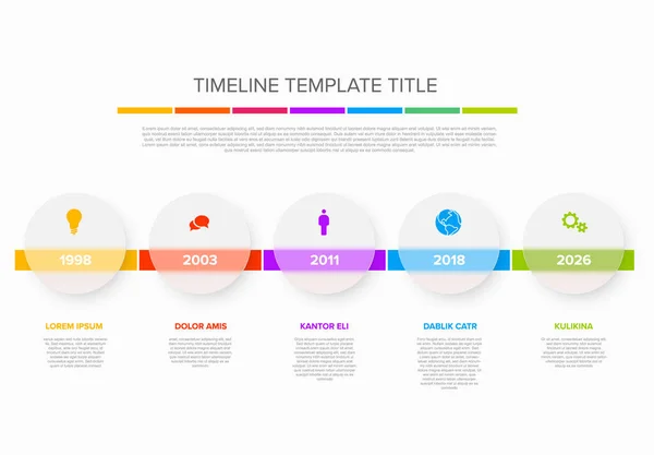 Vector Light Color Time Line Icons Five Semi Transparent Matt — Stock Vector