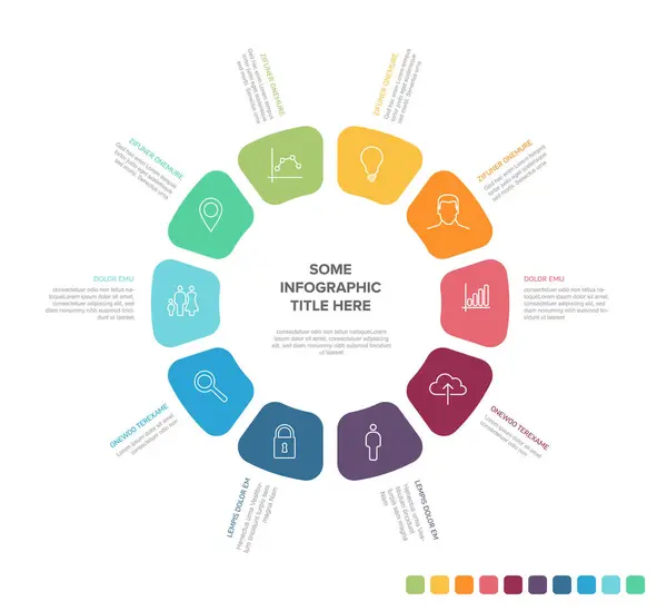 Dieci Elementi Color Block Arcobaleno Nel Ciclo Multiuso Progettazione Cerchio Illustrazioni Stock Royalty Free