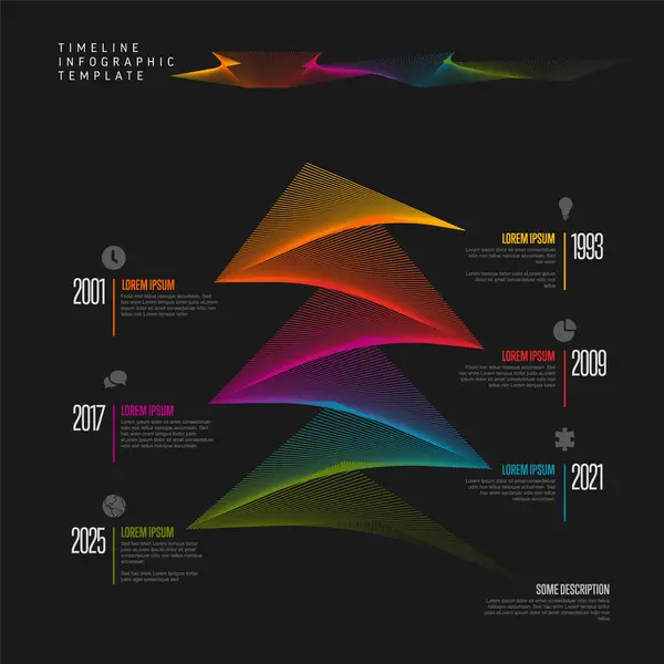Vektorové Tmavě Zakřivené Infographic Časová Osa Sestavy Šablona Barevné Pruhy Stock Ilustrace