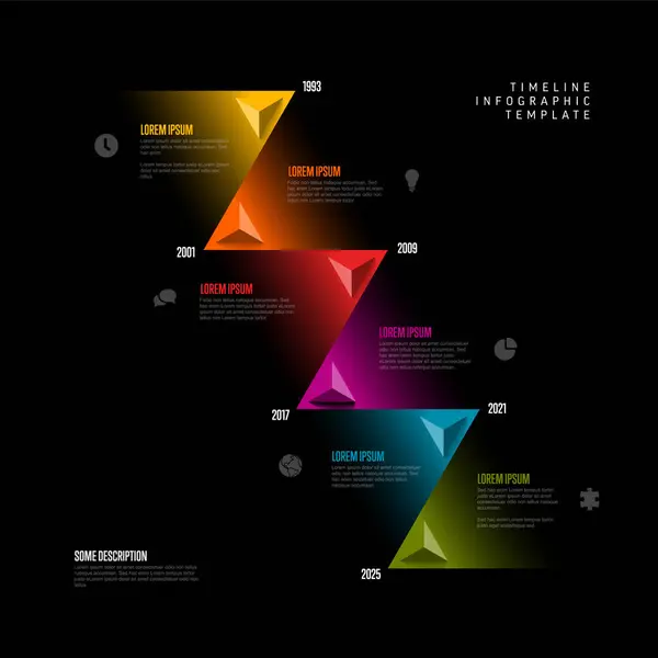 Egyszerű Sötét Többcélú Átlós Infografikus Idővonal Sablon Háromszög Nyilakkal Hat Jogdíjmentes Stock Illusztrációk