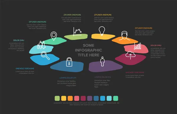 Tien Regenboog Kleur Blok Elementen Cirkel Ontwerp Multifunctionele Cyclus Infografische — Stockvector