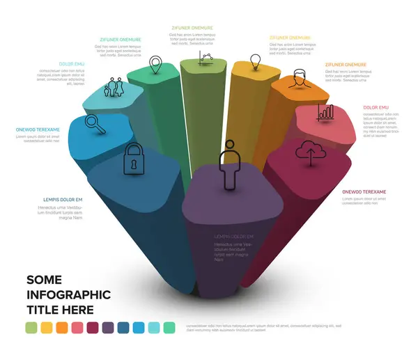 Regenboog Abstracte Vorm Infographic Gemaakt Van Tien Eenvoudige Elementen Met — Stockvector