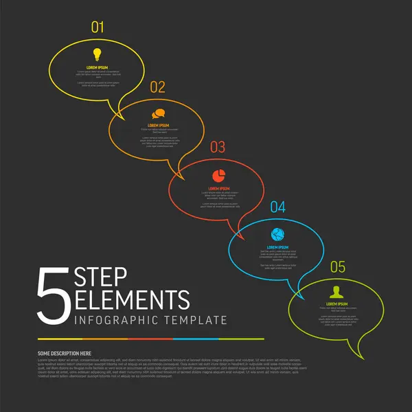Průběh Procesu Diagonální Schéma Schéma Infografické Šablony Vyrobené Pěti Kulaté Vektorová Grafika