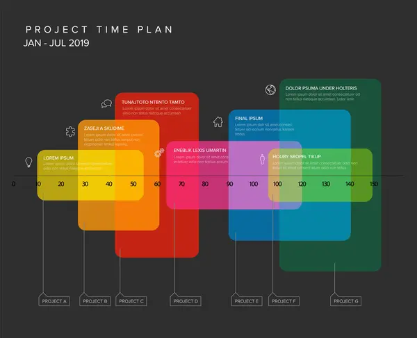 Vector Project Timeline Graph Gantt Progress Chart Highlighet Project Tasks Gráficos Vetores