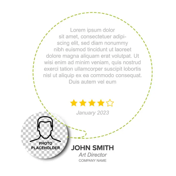 Simple Light Minimalistic Client User Customer Testimonial Review Card Layout Stock Illustration