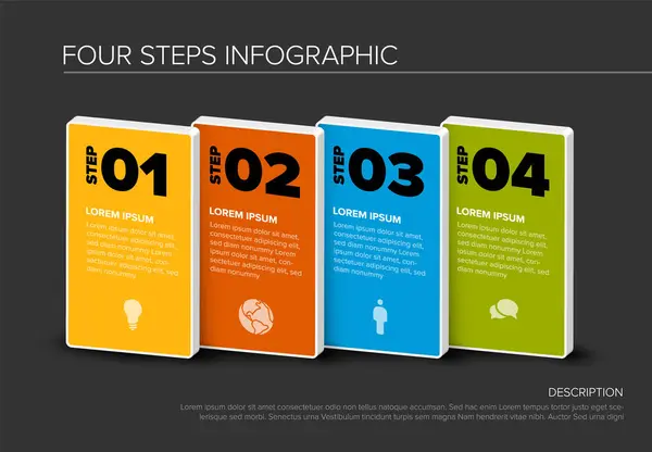 Vier Stappen Pastel Kleur Infographic Sjabloon Voor Wat Vooruitgang Proces Stockvector