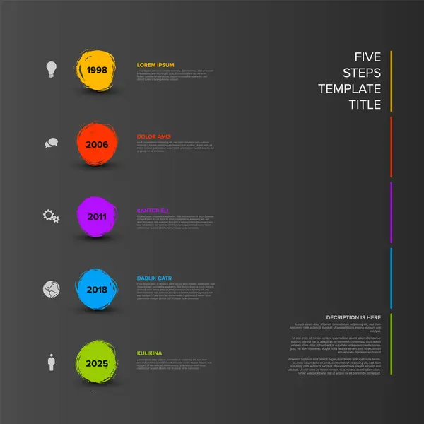 Multipurpose Infographic Vertical Rainbow Time Line Template Made Color Brush — Stock Vector
