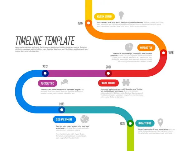 Simple Timeline Template Made Rainbow Color Thick Line Segments Multipurpose Gráficos Vectoriales