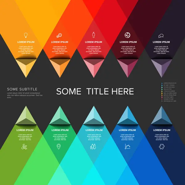 Vektor Mehrzweck Infografik Vorlage Aus Titeln Und Zehn Farbigen Pyramidenpfeil Stockvektor