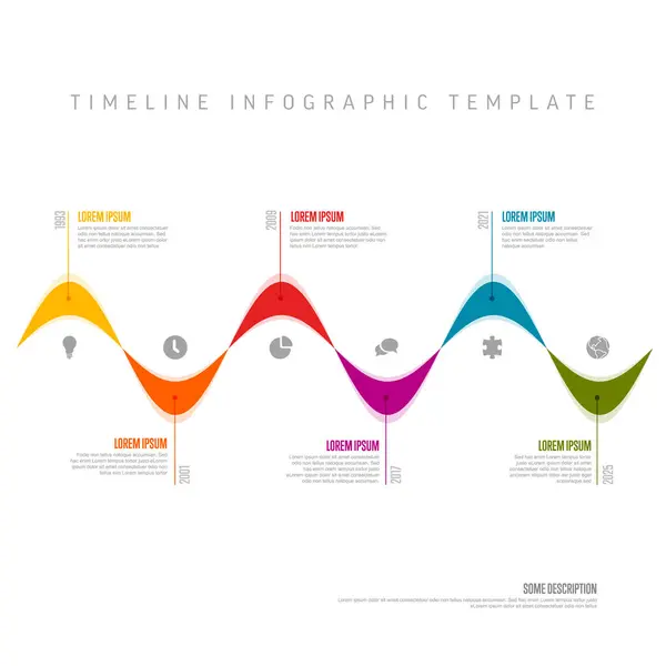 Línea Tiempo Horizontal Color Con Plantilla Curvas Onduladas Sobre Fondo Ilustraciones de stock libres de derechos