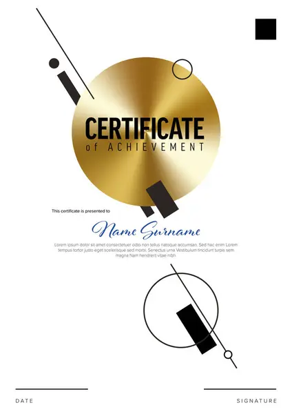 Minimalista Semplice Modello Certificato Diploma Stile Giapponese Con Accento Oro Illustrazioni Stock Royalty Free