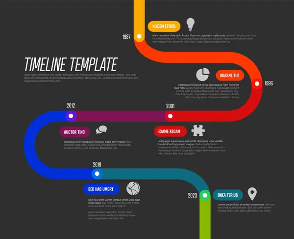 Simple Timeline Template Made Rainbow Color Thick Line Segments Multipurpose Vector Graphics