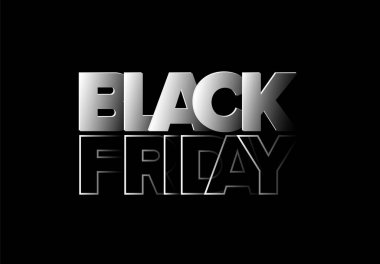 Vector Black Friday satış broşürü başlık sosyal medya durum şablonu gölgelerdeki harflerden yapılmış. Balck Cuma etiket etiketi şablonu.